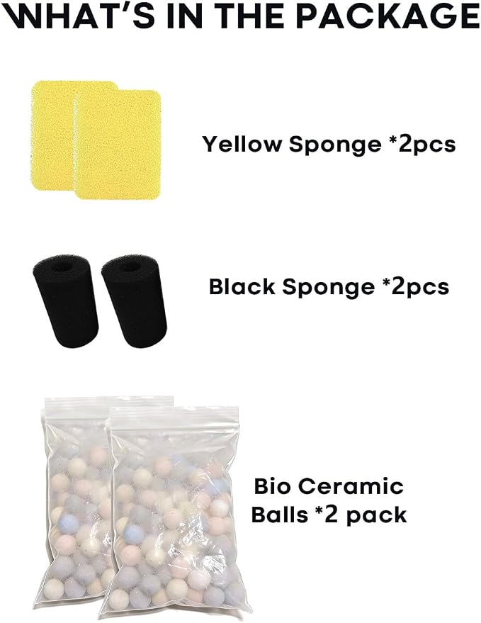 Wonderfactory 2 Pack G1 Filter Media Replacement, Sponge Ceramic Rings Bio