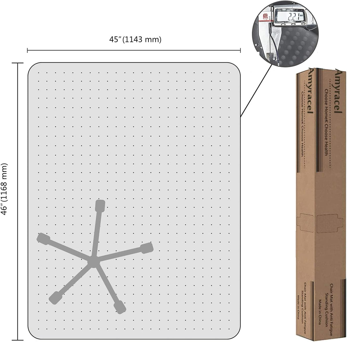 Amyracel Office Chair Mat, 60" x 46" Easy Glide Plastic Floor Mat, Clear Computer Desk Chair Mat for Low Pile Carpeted Floors