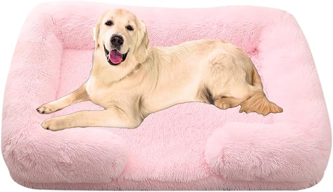 Dog Beds Large Sized dog Orthopedic, Sofa Dog Bed with Waterproof Lining and Nonskid Bottom, Rectangle Washable Dog Bed for Medium Small Dogs and Cats Comfortable ( Color : Pink3 , Size : 31 x 21" )