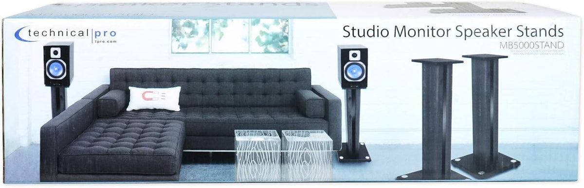 2 Technical Pro MB5000STAND Studio Monitor Bookshelf Home Theater Speaker Stands