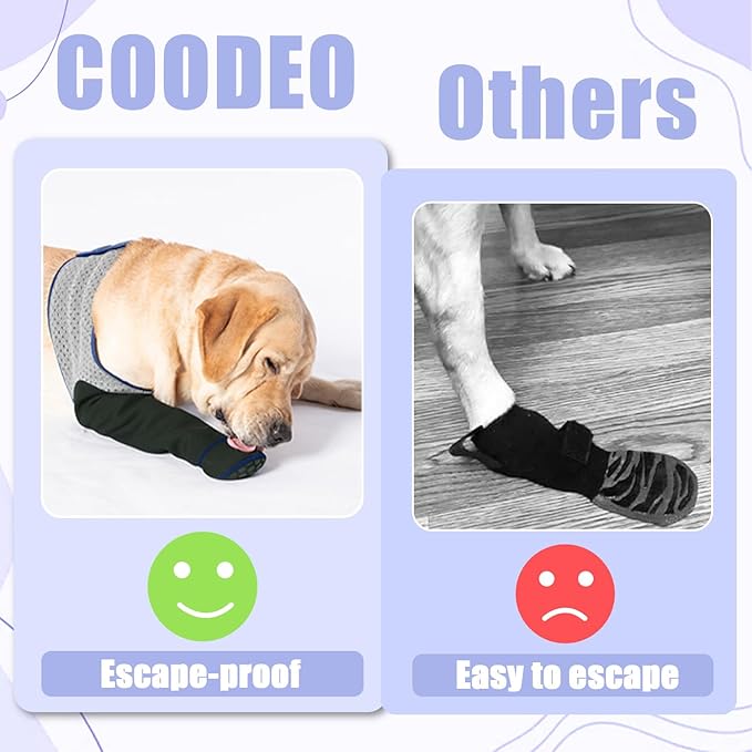 COODEO Dog Socks to Prevent Licking Paws, Healing Boots & Paw Protectors with Non-Slip Bottoms for Wound Protection, Waterproof Sleeve Shoes for Licking(Grey,3XL_Right