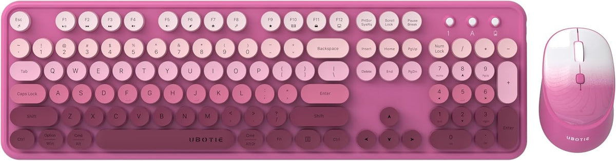 UBOTIE Colorful Computer Wireless Keyboard Mouse Combo (Rosy Gradient)