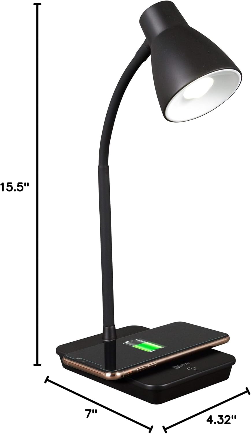OttLite Infuse LED Desk Lamp with Wireless Charging, Black