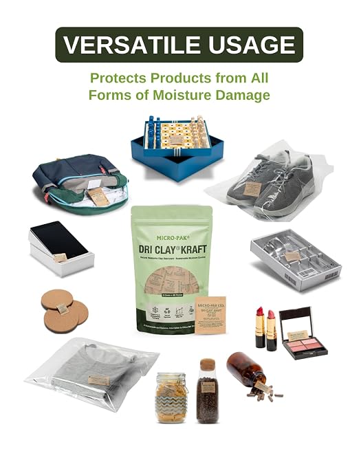Micro-Pak Dri Clay Kraft, Highest Moisture Absorption Desiccant Packs, Silica