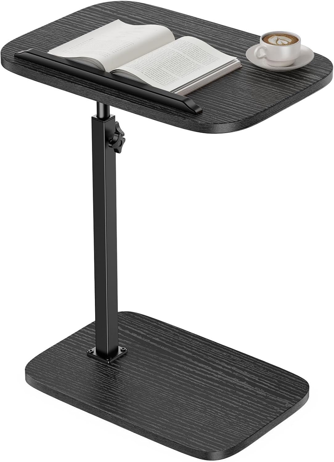 HUANUO TV Tray with Height Adjustment, 360° Swivel, 90° Tilt, Black