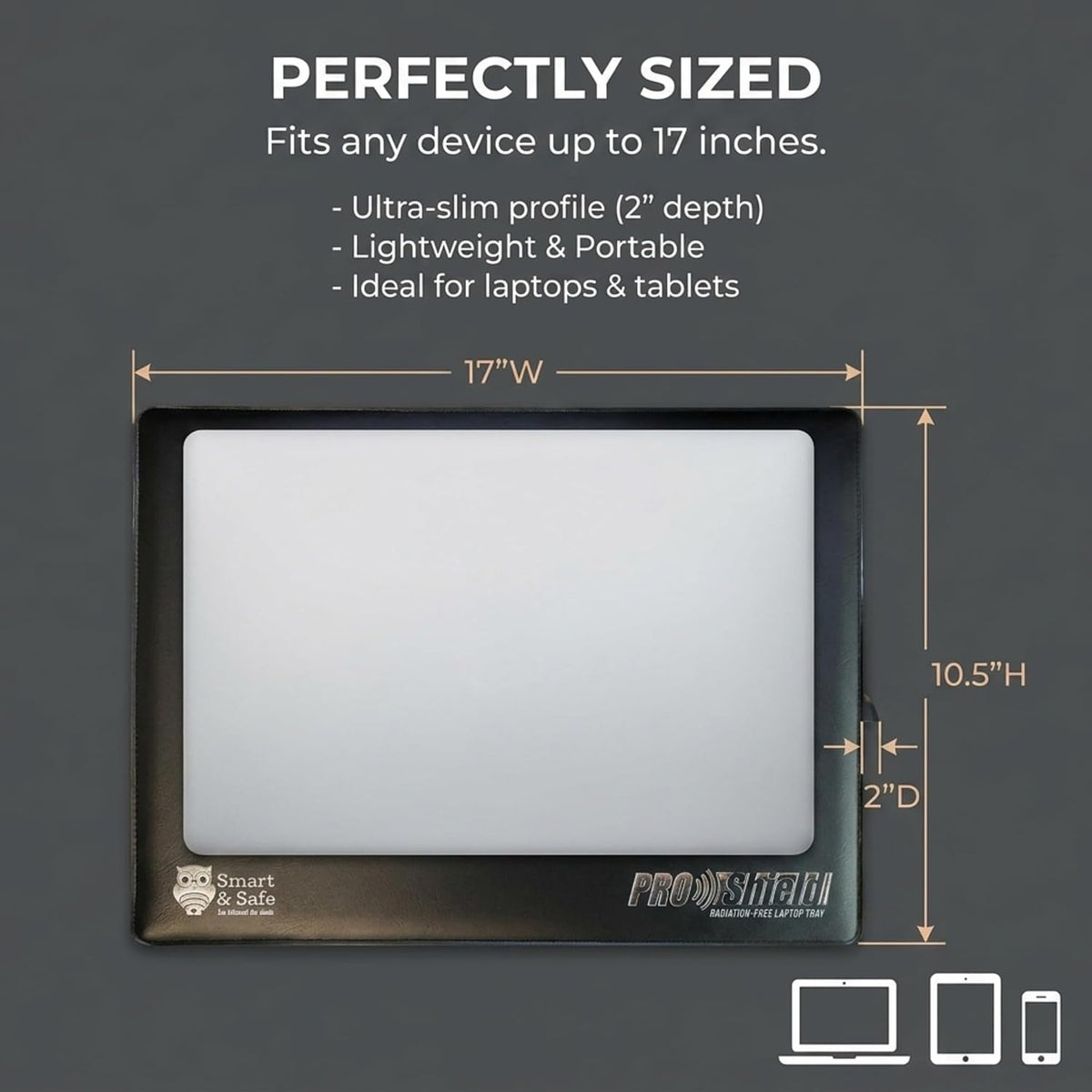 Lap-top Radiation Shield - Radiation Blocker, Lap Desk Tray - EMF Shield & Heat Protection Bed Desk Lap top Tray, Stand Bed with Heat Emission Reduction by Up to 99% - Lap top Desk - 17" Blue