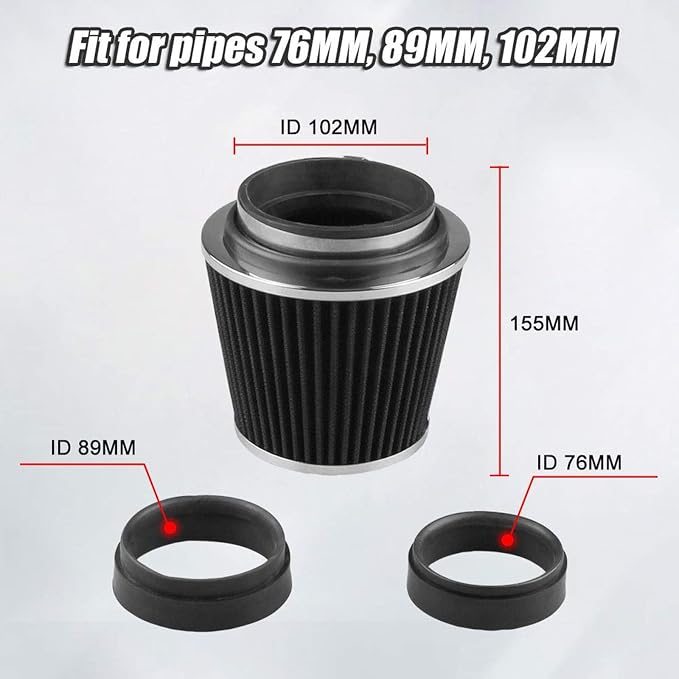 RYANSTAR Universal Clamp-on Air Intake Filter, 3 In /3.5 In /4 In Three