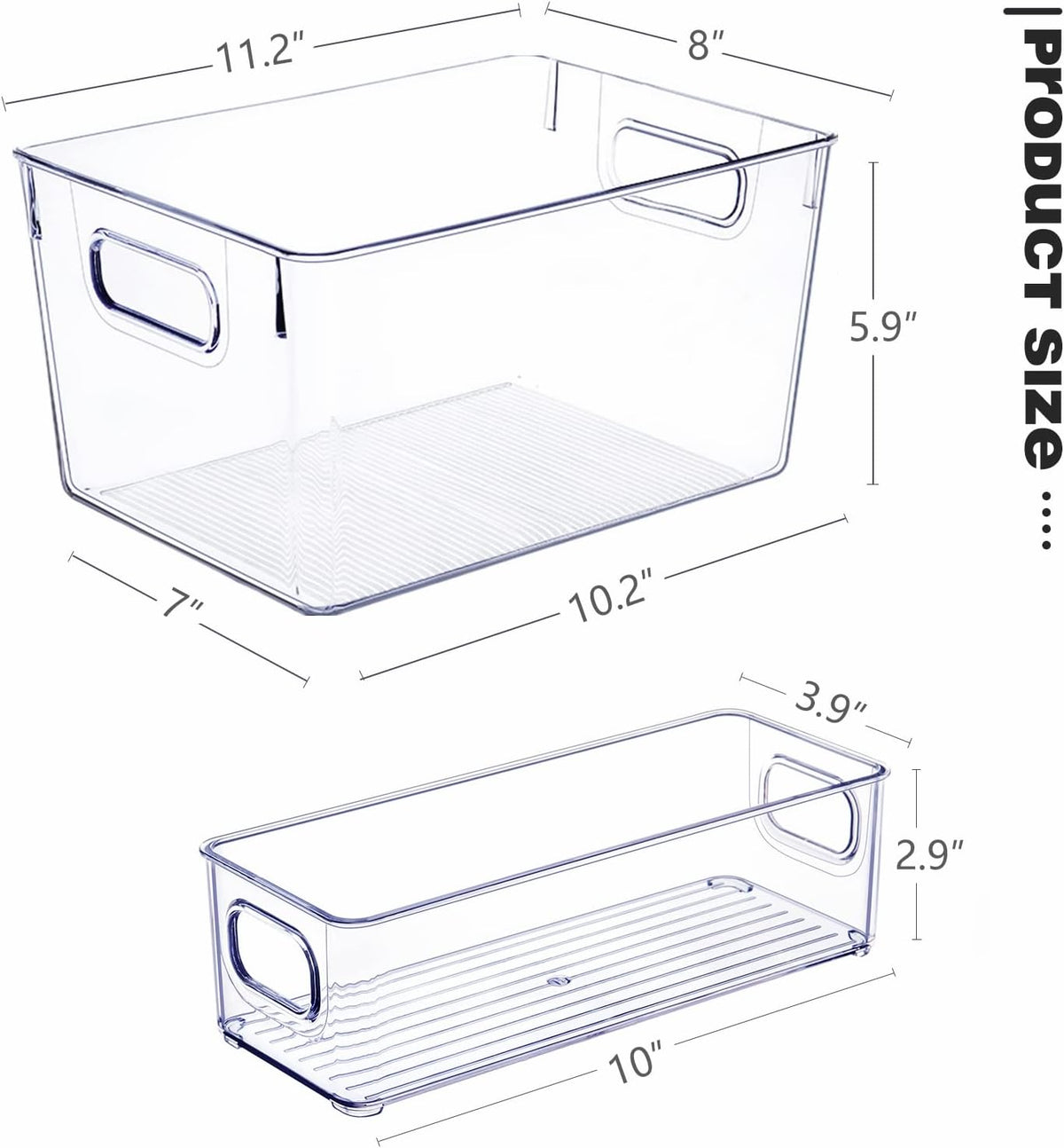 SKTEET Set of 8 Clear Plastic Storage Bins, 4 Large and 4 Small Stackable Storage Containers for Pantry Organization and Kitchen Storage Bins,Home Edit and Cabinet Organizers
