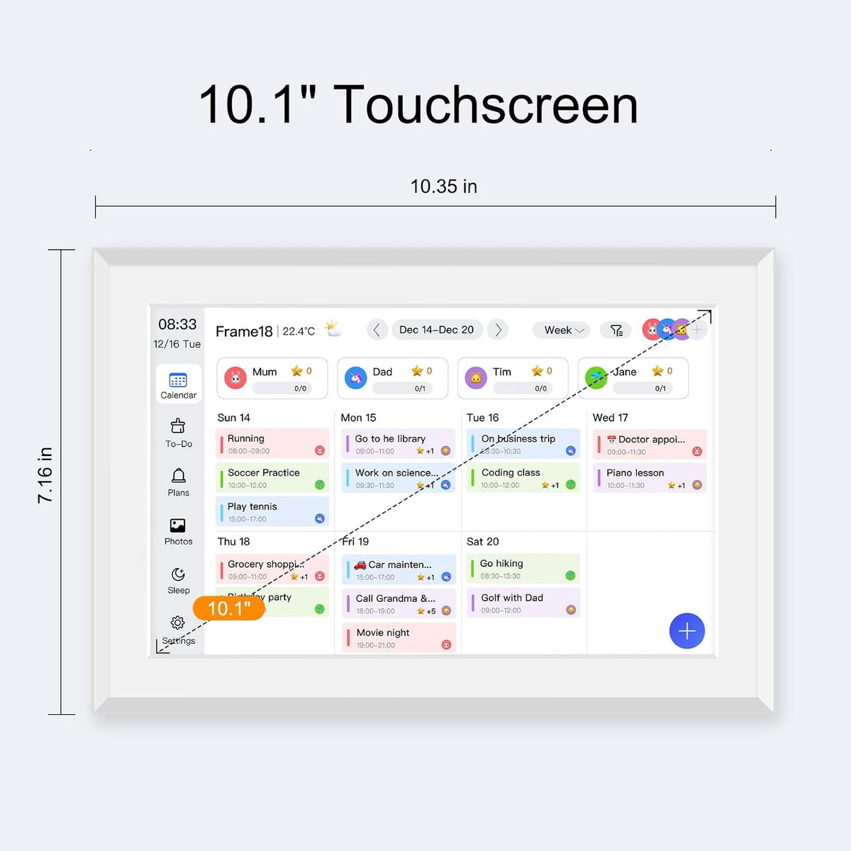 Fotocube 10.1" Digital Calendar Wall Planner Chore Charts and To Do List