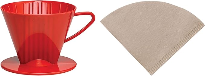 Fino Pour-Over Reusable Coffee Brewing Cone Plus 100 Disposable Unbleached