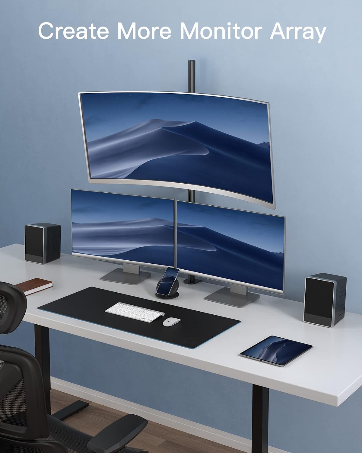 HUANUO Single Monitor Arm with 39 inch Extra-Tall Pole, Adjustable Computer Desk Mount for 13–32 inch Screens and up to 38 inch Ultrawide Screens, Hold 22 lbs, Monitor Stand with C-Clamp & Grommt Base