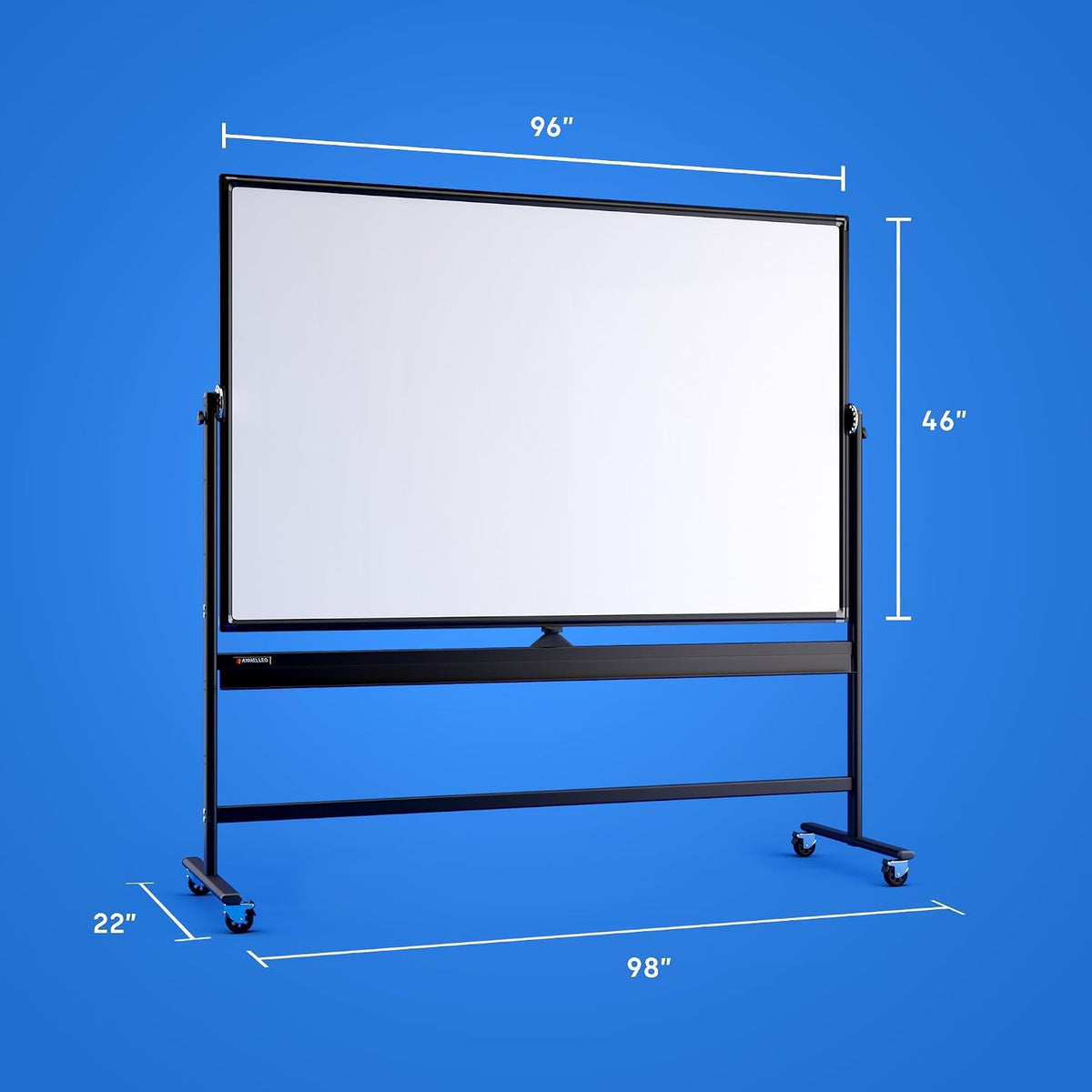 Kamelleo Rolling Whiteboard on Wheels 96" x 46", Double Sided White Board