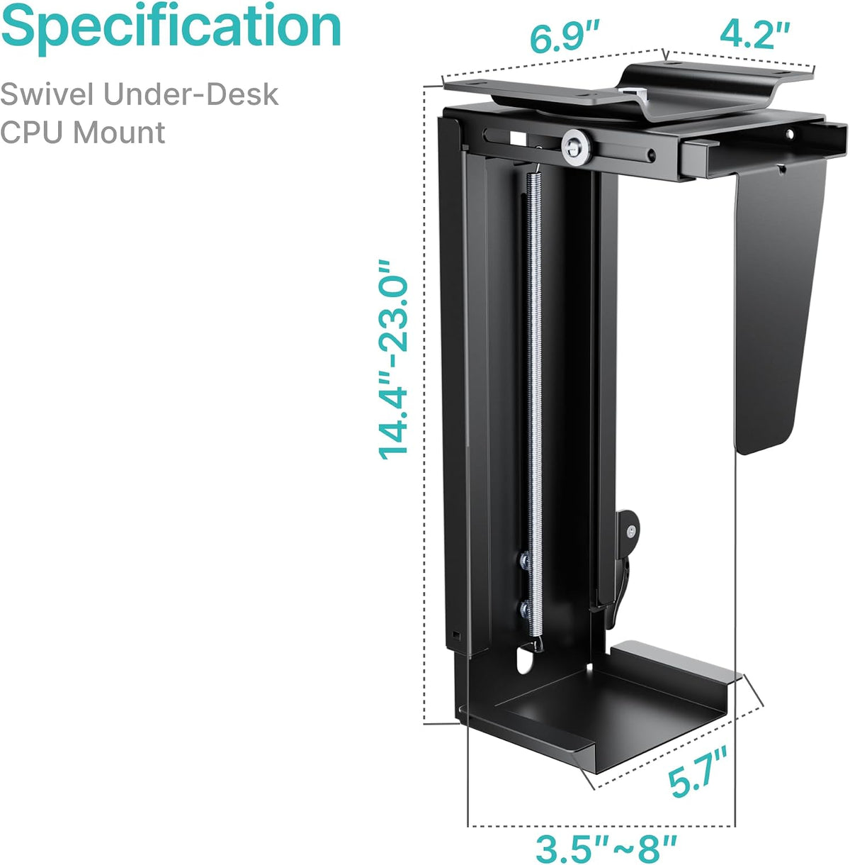 PEGZONE Under Desk PC Mount Adjustable 3.5-8" Computer Tower Holder