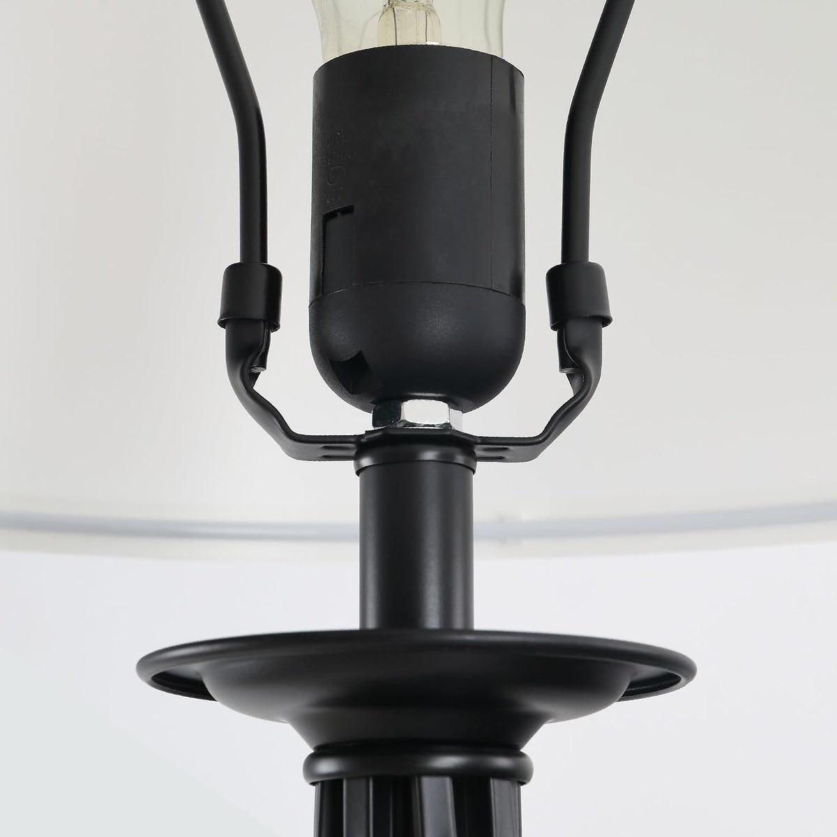 HOMCOM 3 Piece Table Floor Lamp Set with Metal Pole Round Base Black/White