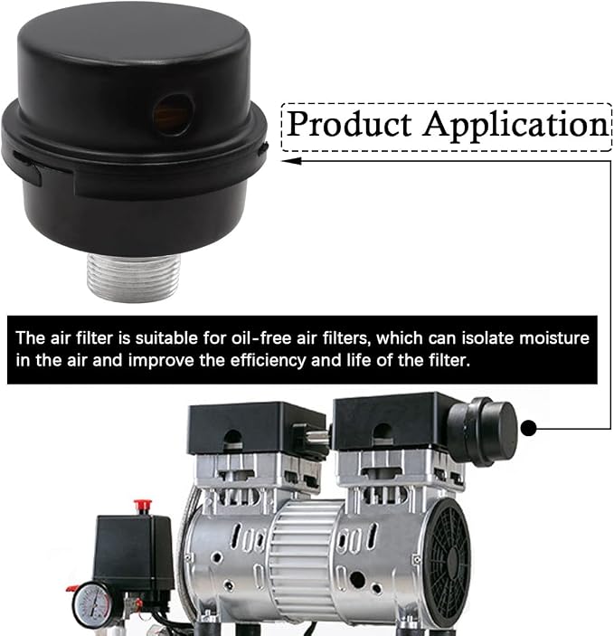 2pcs 1/2" Thread Air Compressor Silencer, Air Compressor Intake Filter Sound