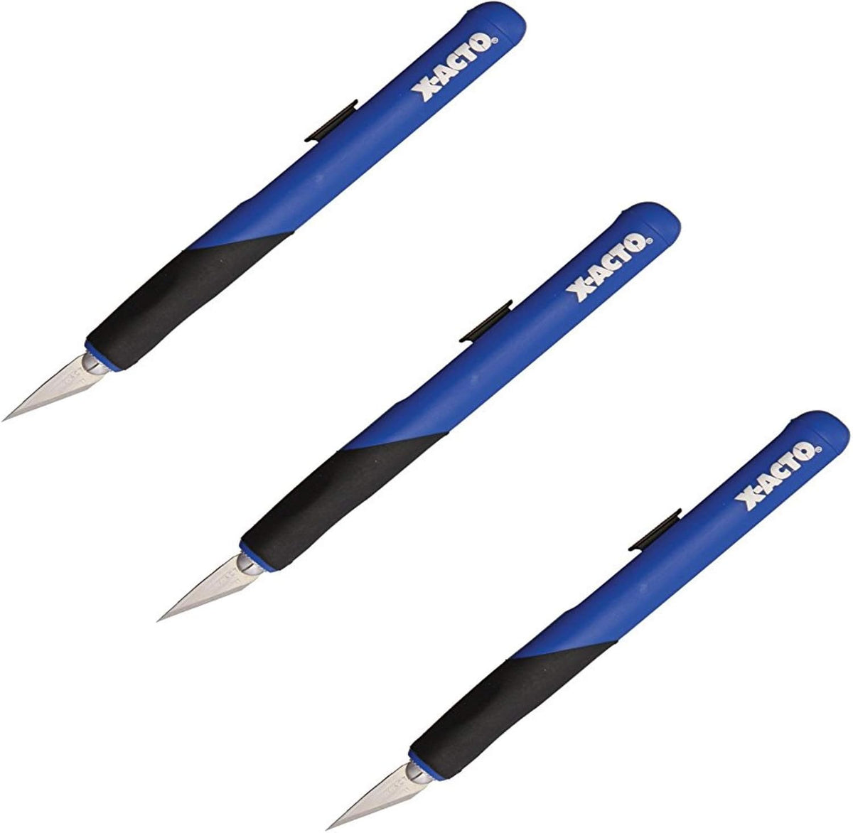 X-Acto X3204 Retract-A-Blade Metal Knife, 11-Count, Blue, Black, 3-Count