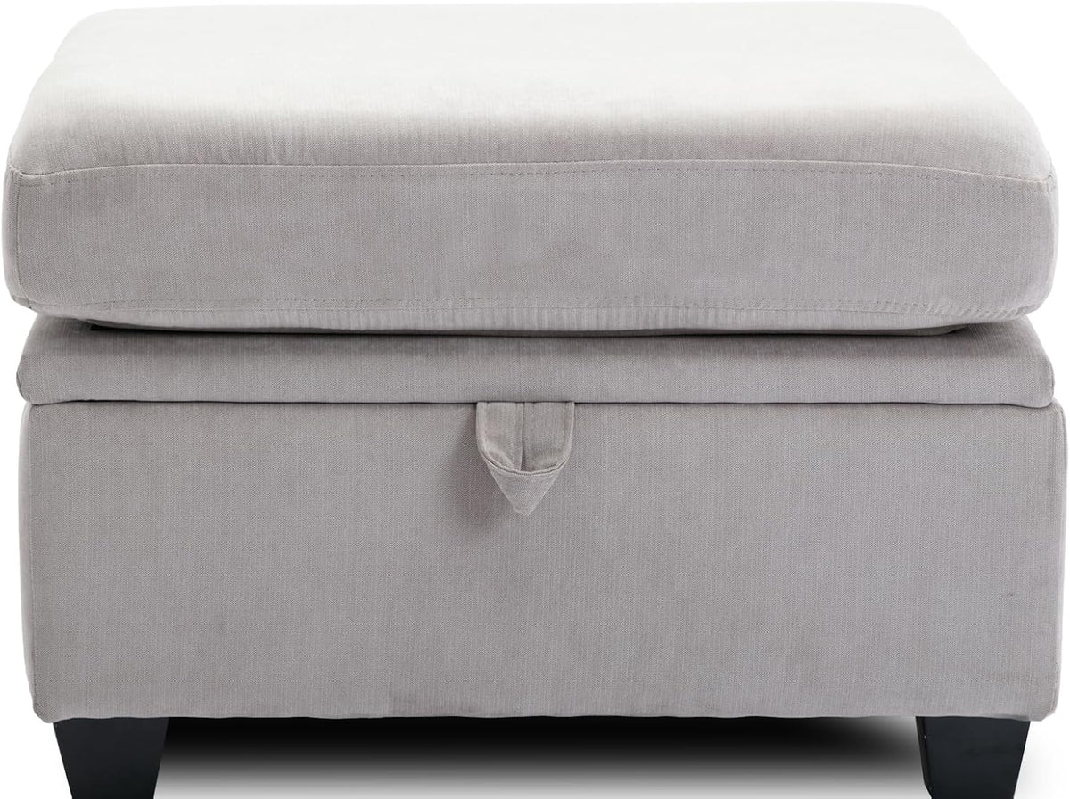 asunflower Ottoman with Storage for Couch 25.2" Square Storage Ottoman Foot Rest for Living Room Large Ottomans for Dorm, Bedroom,Office with Deep Seating(Light Gray)