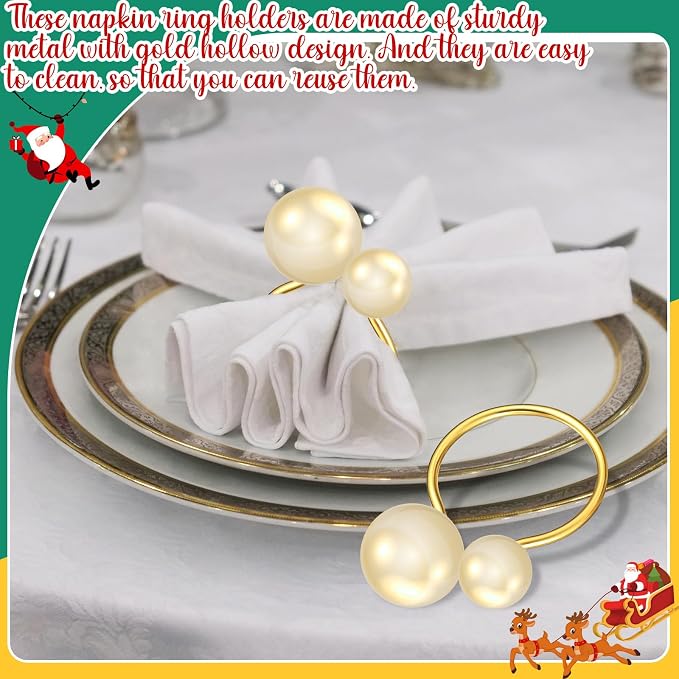 Sliner 24 Pcs Pearl Napkin Rings