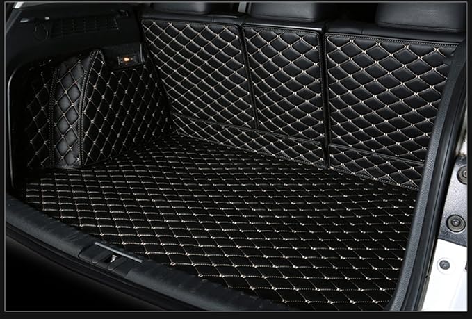 Trunk Cargo Liner for Mercedes GLE SUV GLE300 GLE320 GLE350 GLE400 2020-Current 5-Seater with 34/32/34 Full Coverage Protection, All Season, Heavy Duty Black w/Gold Stitching