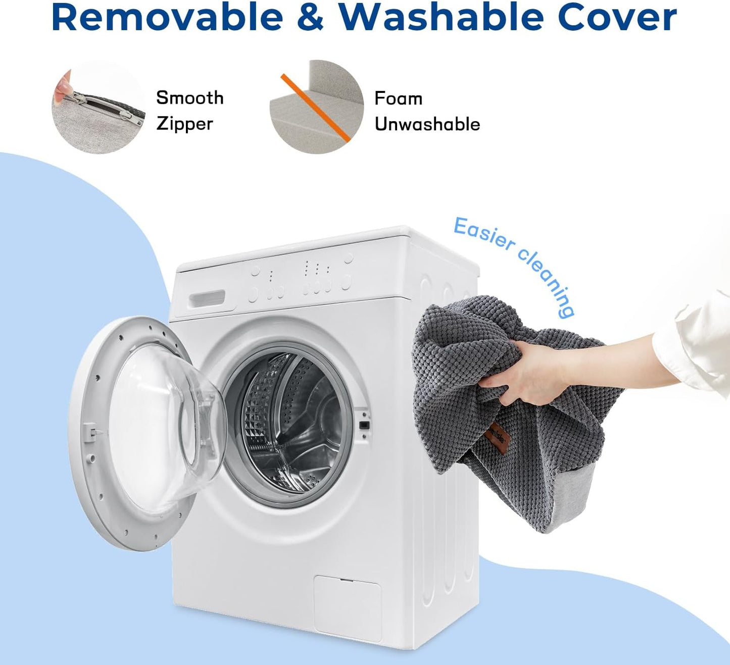 Dog Stairs for High Beds 22.8" H - Pet Stairs Ramp for Couch, 35D Foam Dog Steps for Small to Large Dogs with Non-Slip Bottom Grey, 5 Steps