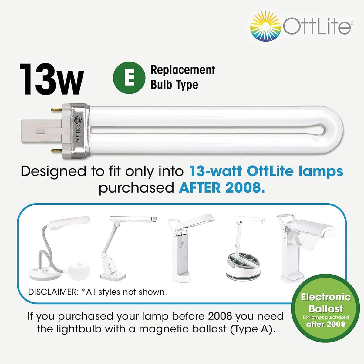 OttLite 13-Watt Folding CFL Task Lamp with Handle, Black