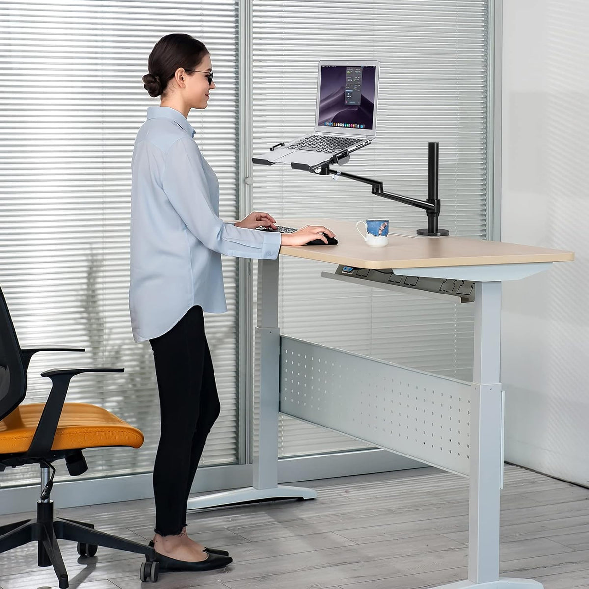 Viozon Laptop/Notebook/Projector Mount Stand, Height Adjustable Single Arm Mount Support 12-17 inch Laptop/Notebook/Tablet, Free Removable VESA 75X75 and 100X100 for Monitor 17-32 inch.