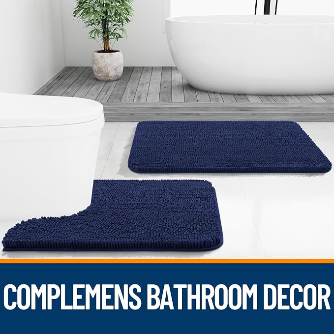 OLANLY Bathroom Rugs 30x20, Extra Soft Absorbent Chenille Bath Rugs, Rubber