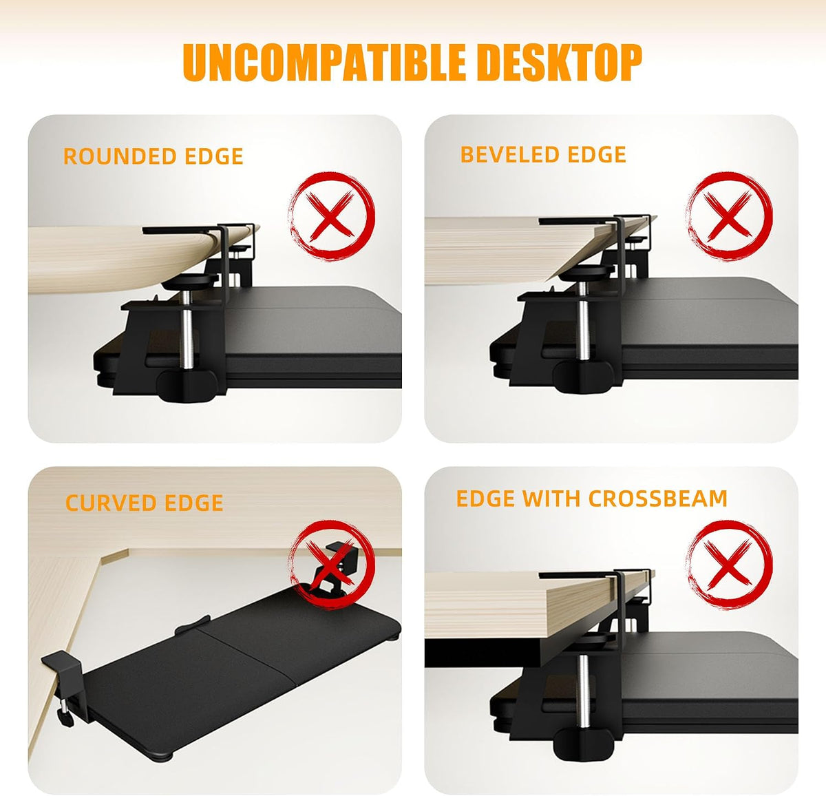 Under Desk Keyboard Tray, Keyboard Holder Drawer with C-Clamp 25.6"x11.8"