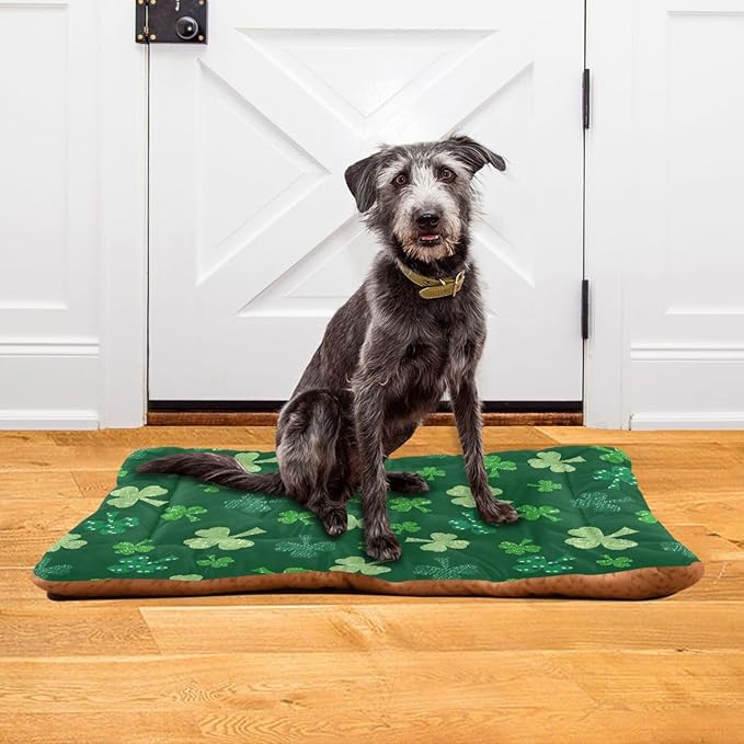 Pet Bed St. Patrick's Stripes Shamrock Dog Bed Mat Absorbing Non Slip Pad Pet Sleeping Mat for Small, Medium, and Large Dogs Puppy Cat 36 in x 24 in