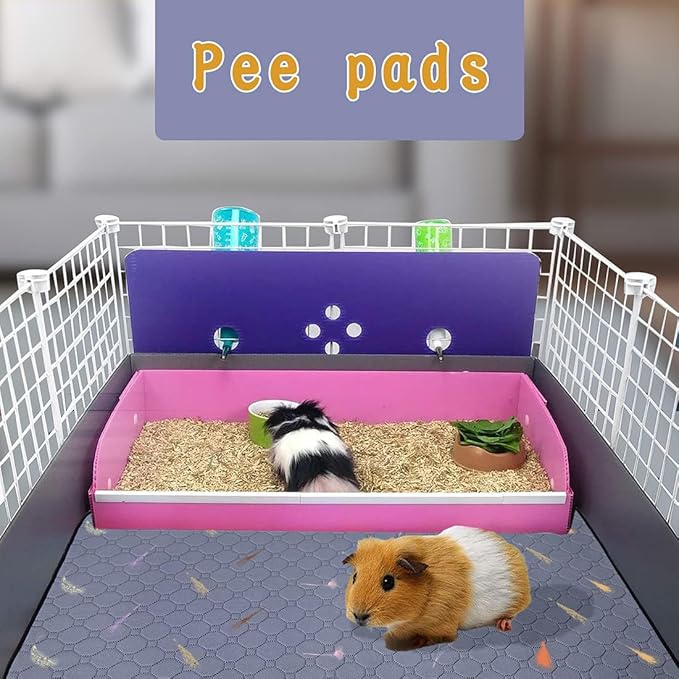 2Pcs Guinea Pig Cage Liners,Guinea Pig Fleece Cage Liners24''X72'' Super Absorbent Washable Pee Pads Reusable for Rabbit Hamster Chinchilla