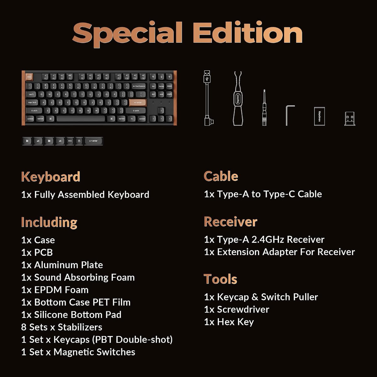 Keychron K8 HE TKL Wireless Custom Mechanical Keyboard, Hall Effect 80%