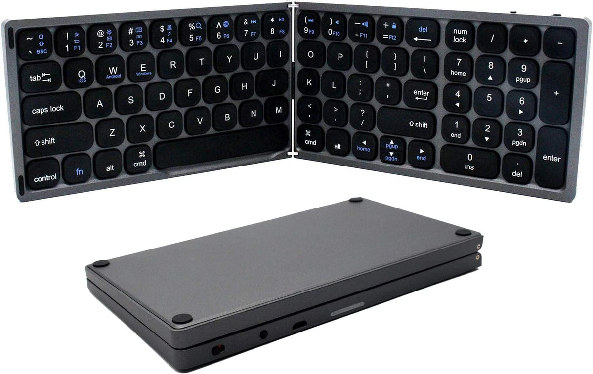 Hilitand Folding Bluetooth Keyboard, Ultra?Thin Foldable Keypad Full?Size Typewriter for iOS for Android for Laptop Tablet Smartphone()