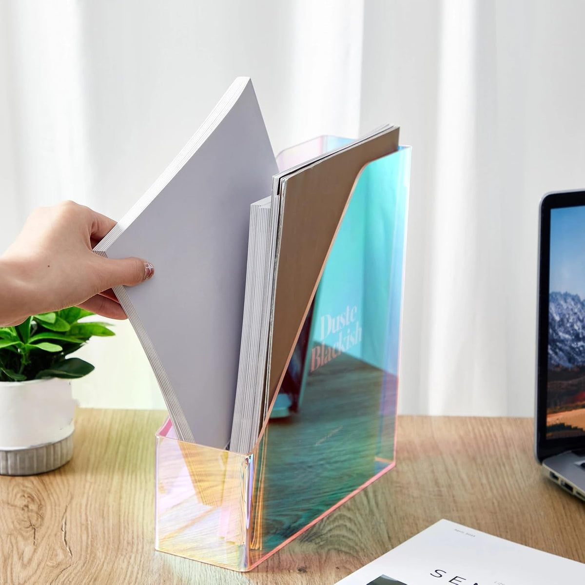 Engrowtic 2 Pcs Iridescent Regular Acrylic Magazine Holder