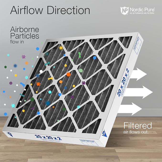 Nordic Pure 20x25x2 Furnace Air Filters MERV 10 Pleated Plus Carbon 3 Pack