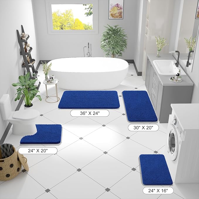 OLANLY Small Bathroom Rugs 24x16, Extra Soft Absorbent Chenille Bath Rugs