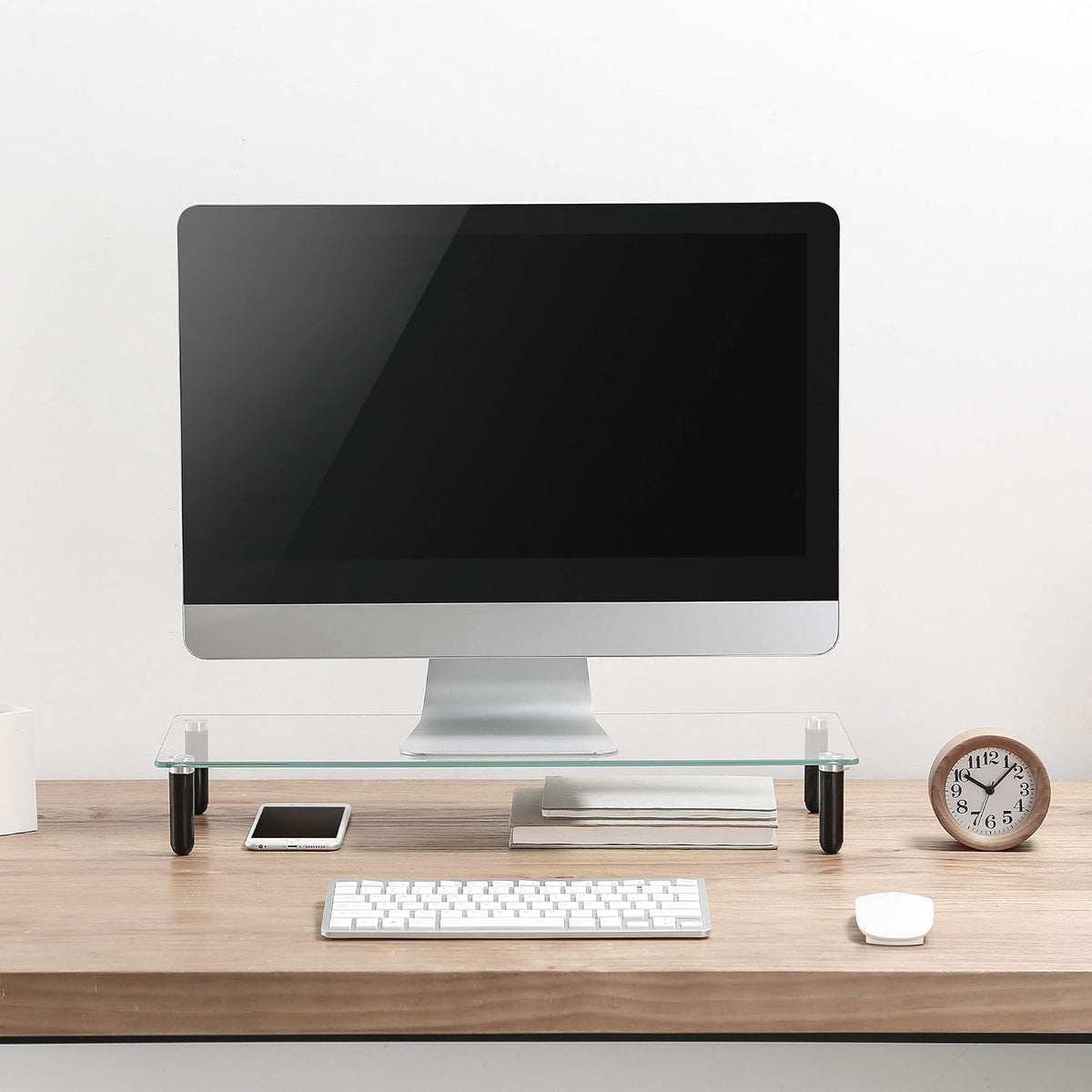 Lorell 4-Leg Single Shelf Glass Monitor Stand