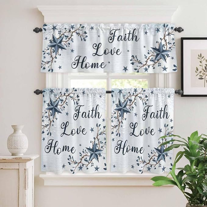 Texas Star Country Kitchen Curtains Set 3 Piece