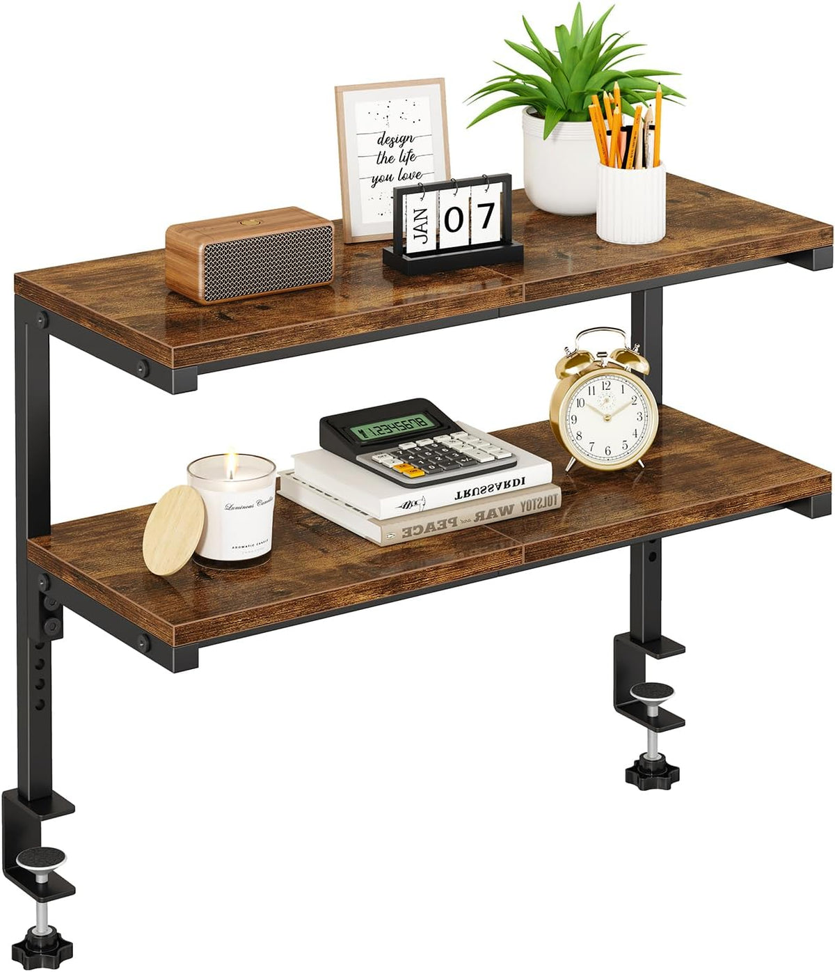 IBUYKE Clamp on Desk Shelf, 22.8” Large Desk Extender Shelves UTMZ010H