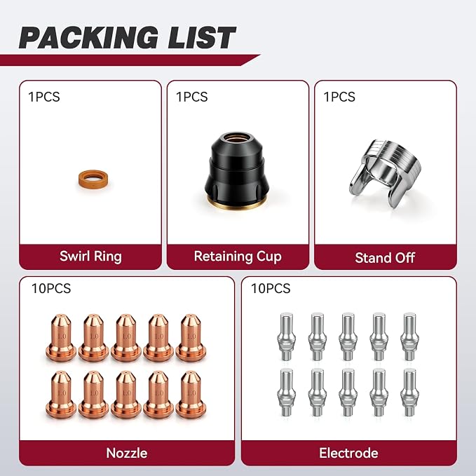 ARCCAPTAIN 23Pcs IPT60 Plasma Cutter Torch Consumables, .040" Plasma Cutter