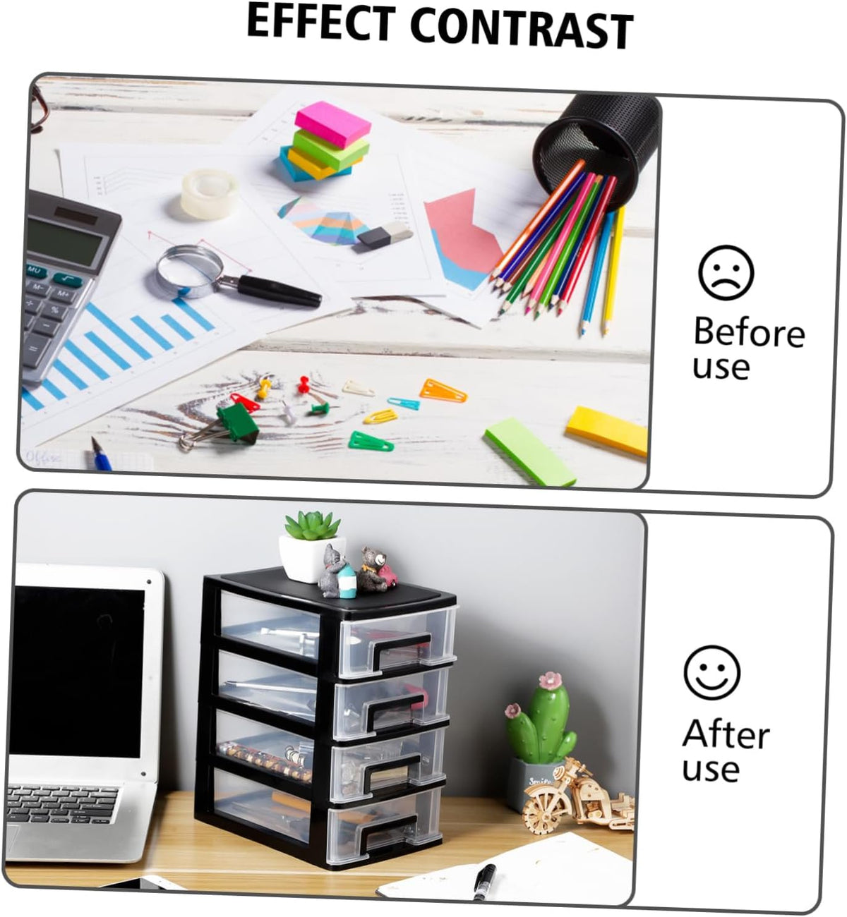 SEWACC 4 Layer Plastic Drawers, Desktop Organizer with Transparent Drawers