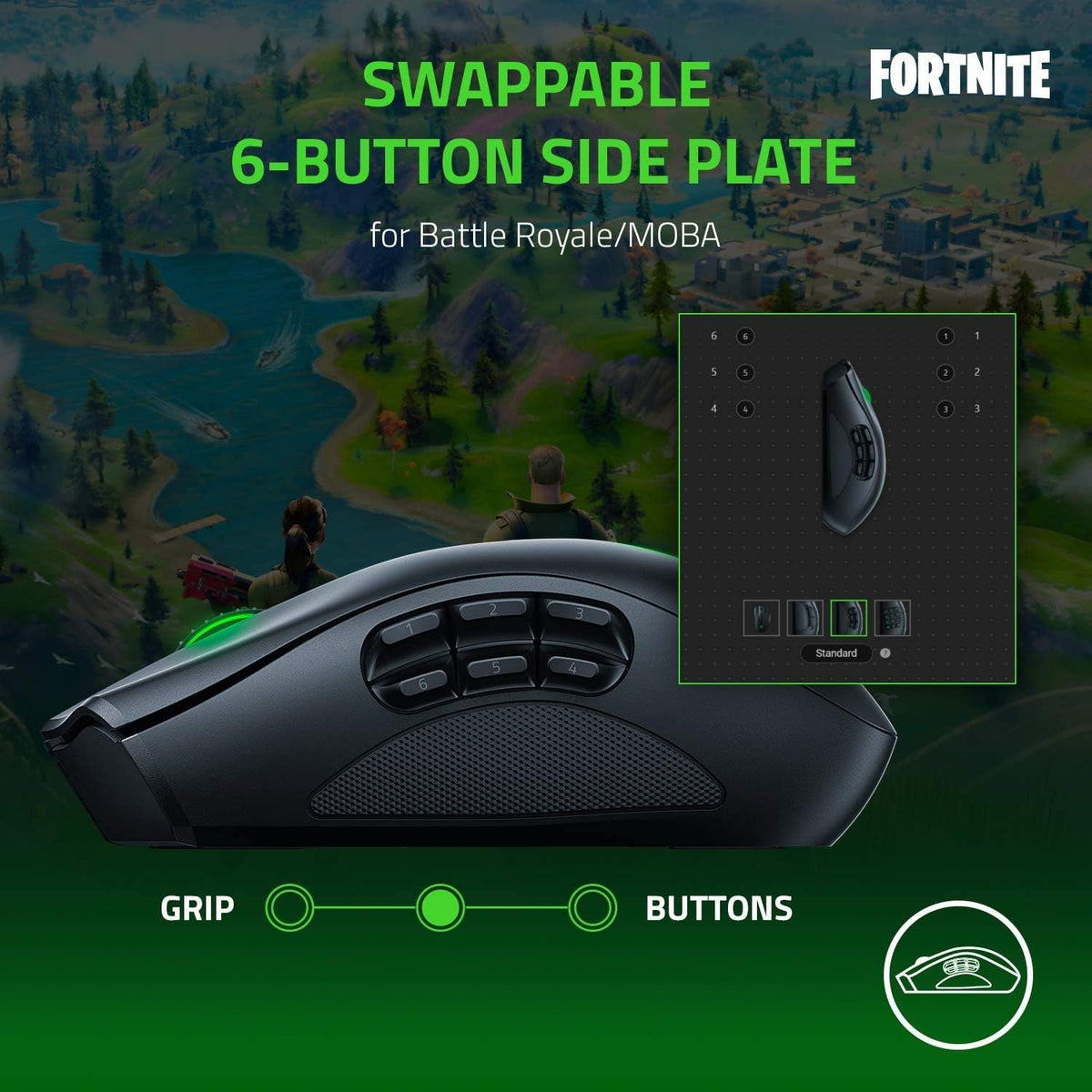 Razer Naga Pro - Modular Wireless Gaming Mouse with Interchangeable Side Panels (19 + 1 Programmable Buttons, Optical Mouse Switch, 20K DPI Focus+ Optical Sensor, 3 Swappable Side Plates) Black