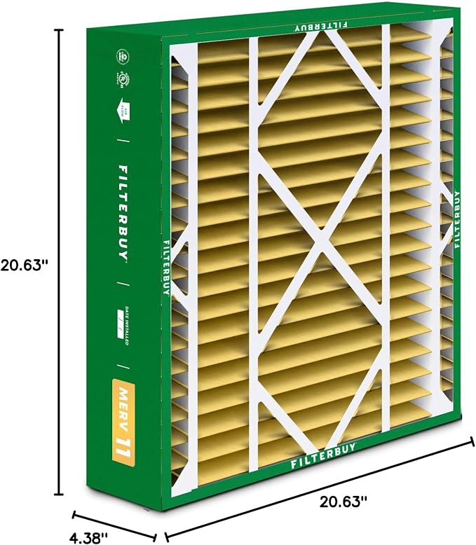 Filterbuy 21x21x5 Air Filter MERV 11 Superior Pet & Allergy Defense,