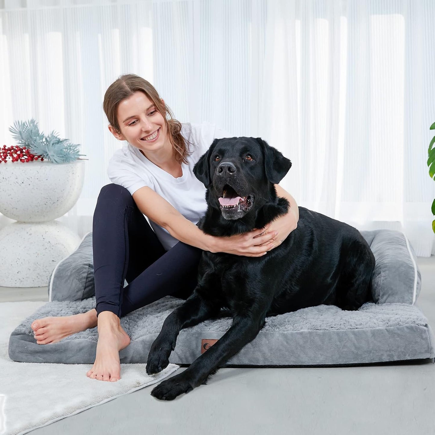 Orthopedic Dog Beds for Extra Large Dogs, Waterproof Dog Beds XLarge, Memory Foam Dogs Couch Beds, Comfy Bolster Pet Beds with Removable Washable Cover, Nonskid Bottom (X-Large, Grey)
