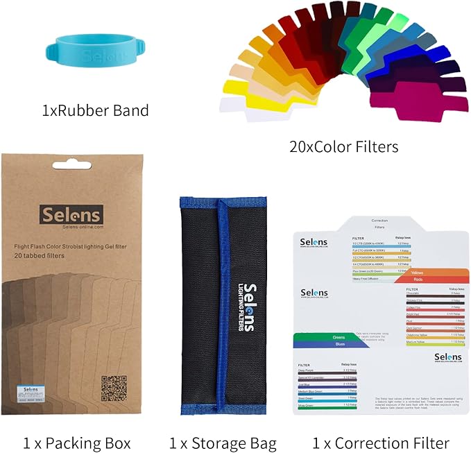 Selens Universal Flash Gels Lighting Filter SE-CG20-20 pcs Combination Kits