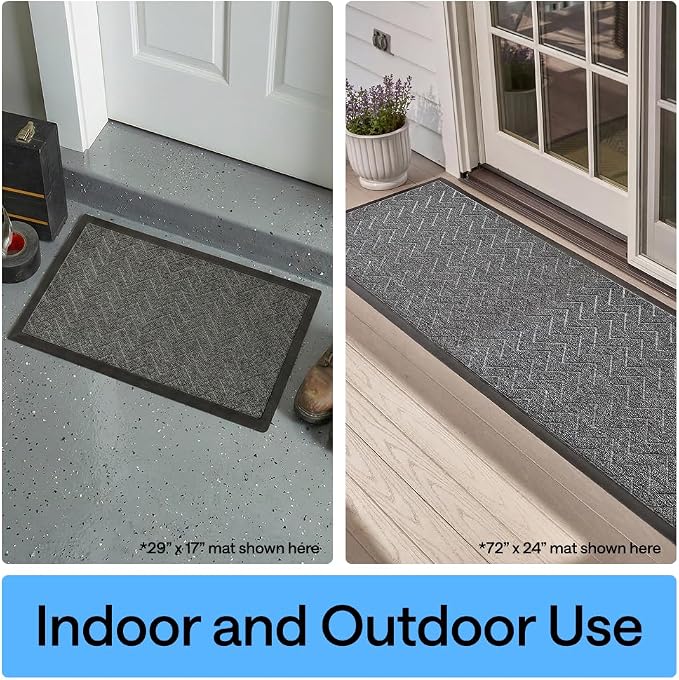 GORILLA GRIP 100% Waterproof All-Season WeatherMAX Doormat, Durable Natural