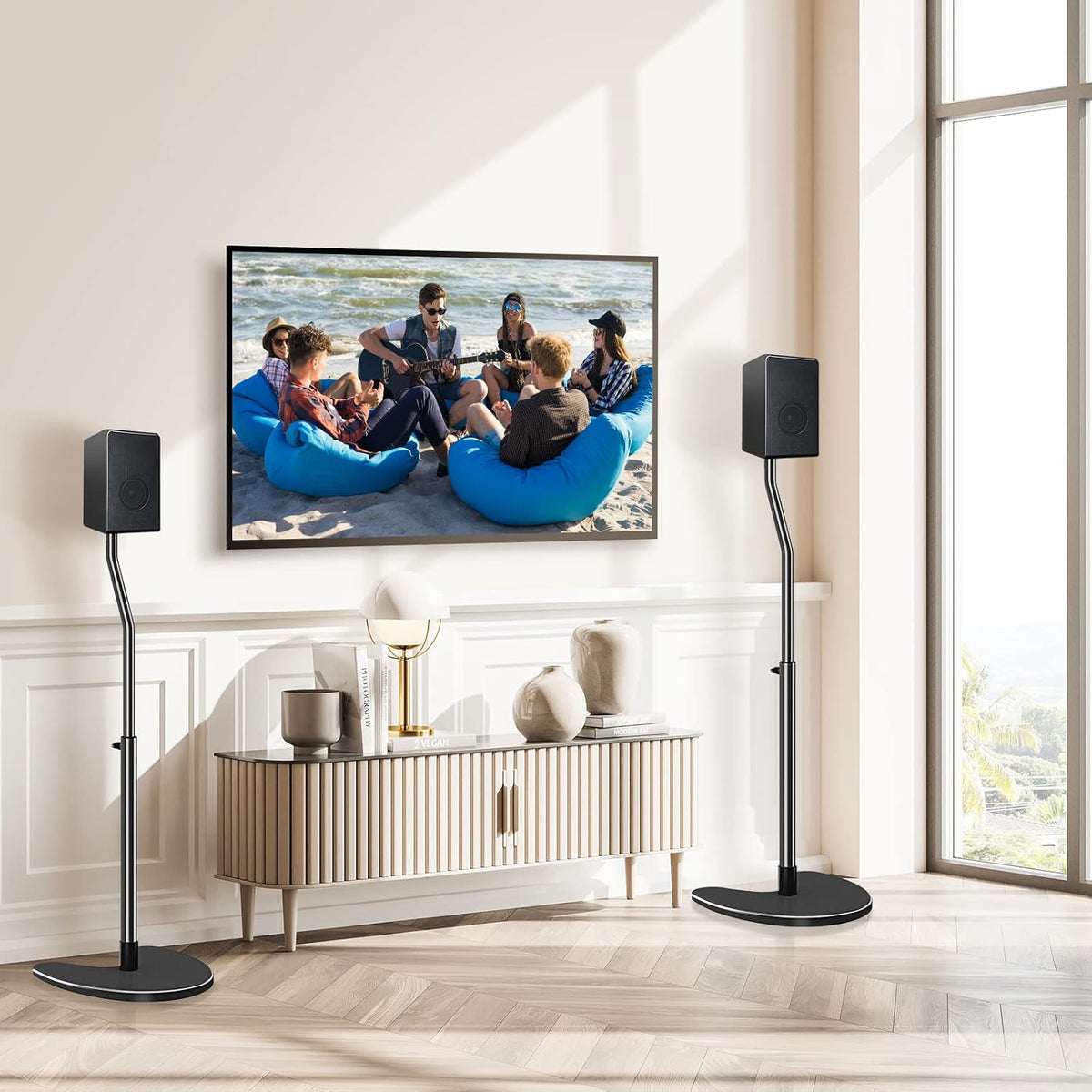 Mounting Dream Height Adjustable Speaker Stands, One Pair Floor Stands