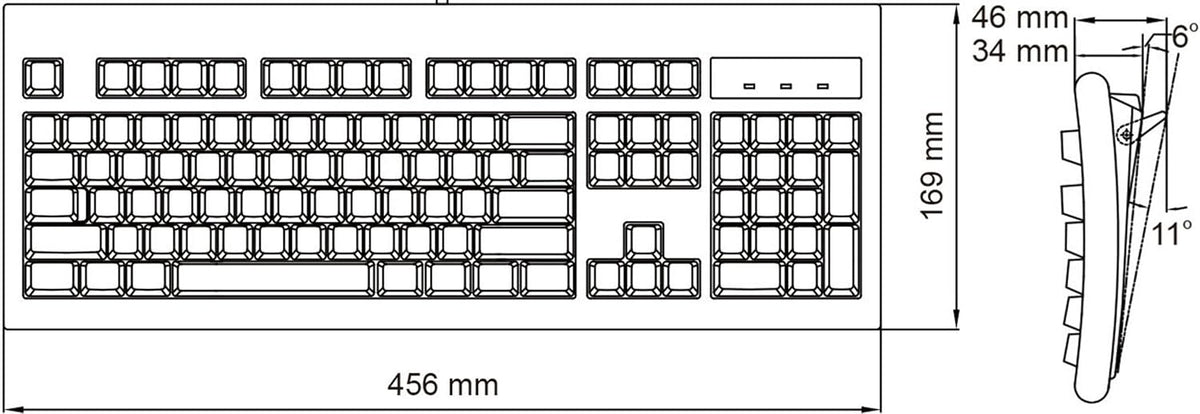Perixx Periboard-106, Wired Performance Full Size Keyboard, Curve Ergonomic Keys, Black, US English Layout (11204)