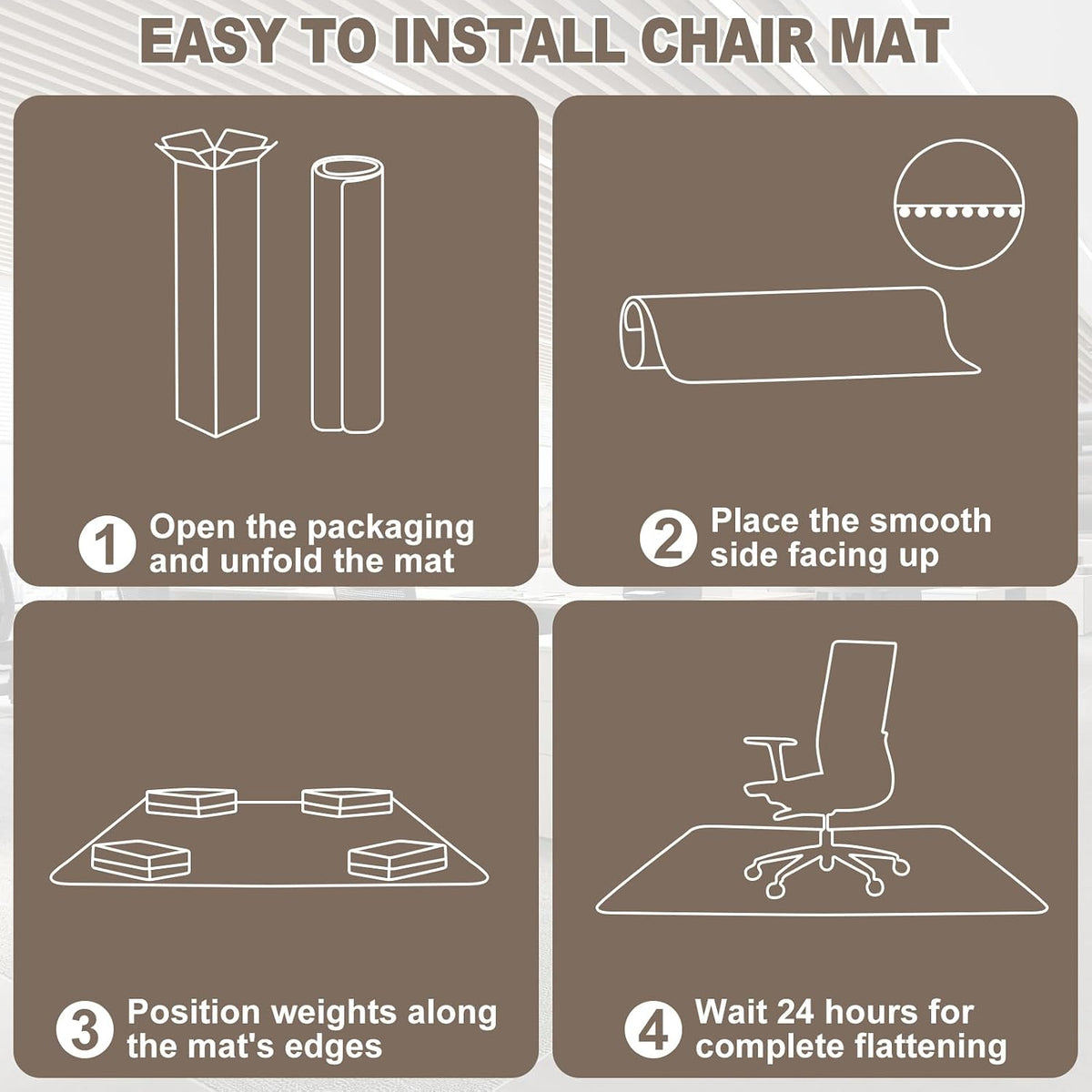 Chair Mat for Carpeted Floor, 3D Visual Black Gaming Chair Mat for Low Pile Carpets, 48"x30" Studded Bottom Carpet Protector, Non-Slip Floor Mat for Rolling Chairs, Home Office & Gaming Room