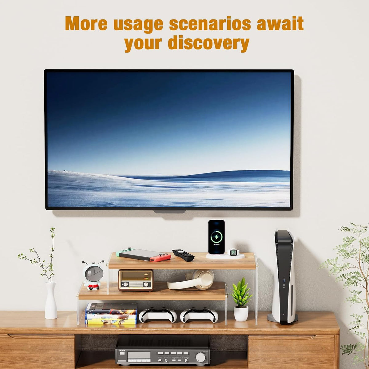 YGYQZ Adjustable Monitor Stand Riser, 7.67"×15.74" Dual Monitor Desk Stand