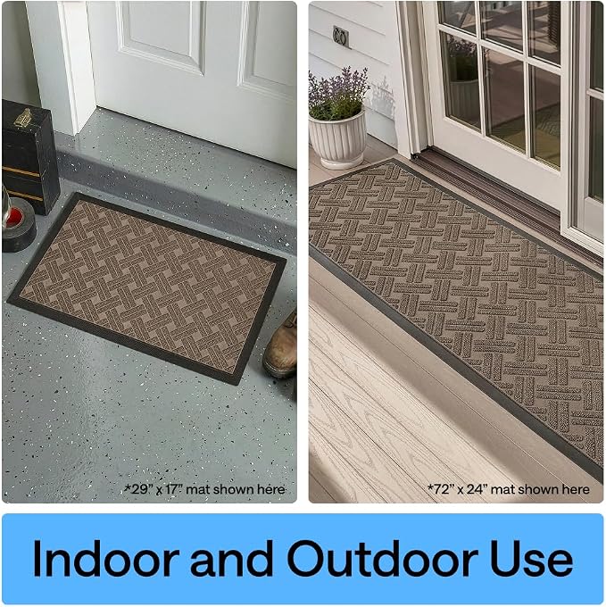 GORILLA GRIP 100% Waterproof All-Season WeatherMAX Doormat, US Designed Natural